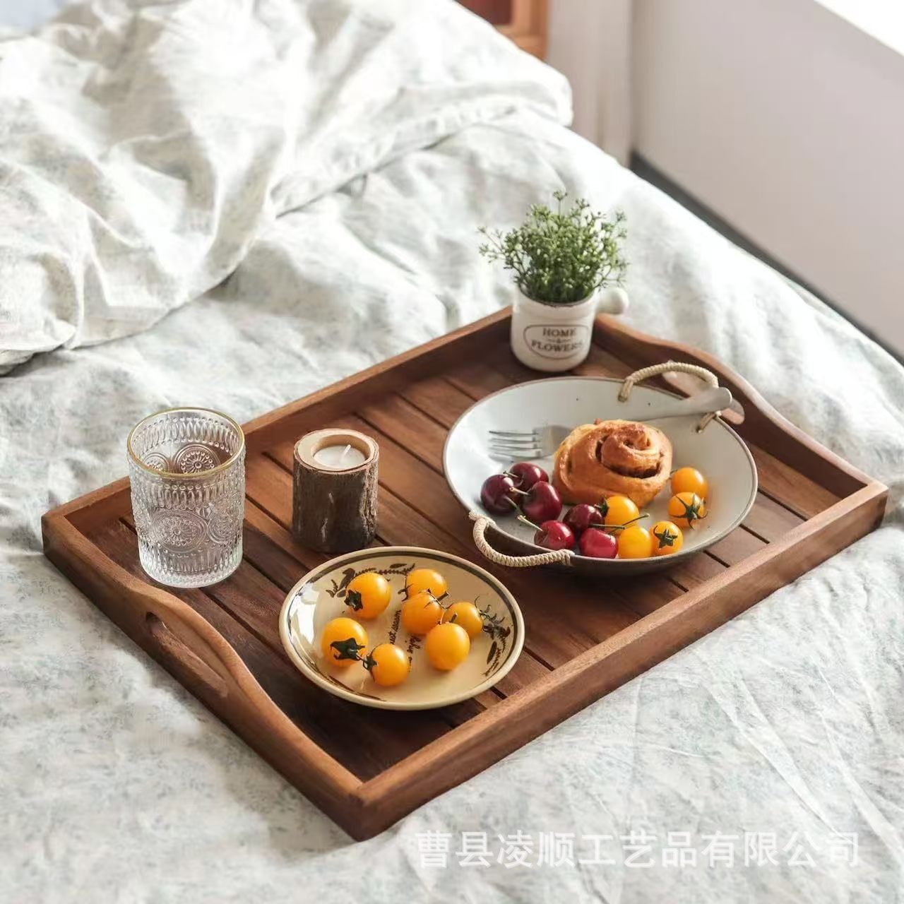 中式木质茶水盘家用长方形实木茶点托盘餐厅木制可手持上菜托盘
