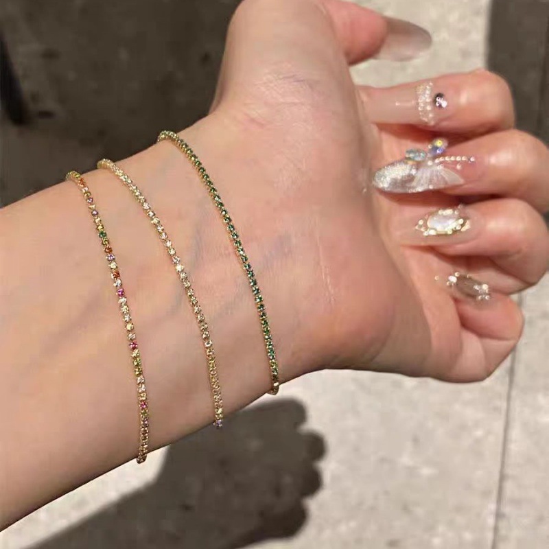 Ultra-fine Square Zircon Bracelet Niche Simple Light Luxury Style Elegant All-match Personality High-end Sense Fashion Trendy Bracelet for Women