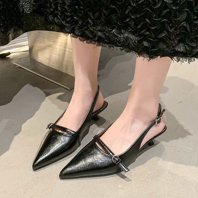 Новые серебряные босоножки на высоком каблуке-шпильке с заострённым носком, французский стиль, весна-лето 2025 года, для женщин.