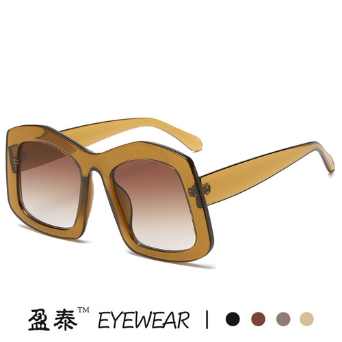  New European and American Fashion Large Frame Sunglasses Cross-border Personalized Candy Color Trend Internet Celebrity Street Photography Sunglasses for Women