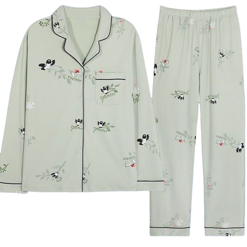 2026 Spring Korean-Style Casual Loose Long-Sleeve Cardigan Lapel Homewear Set for Women, Imitation Cotton 2026 Spring Korean-Style Casual Loose Long-Sleeve Cardigan Lapel Homewear Set for Women, Imitation Cotton