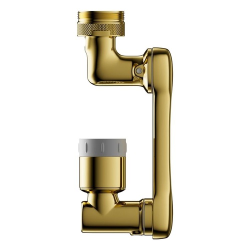 Gold-colored mechanical arm swivel water faucet outlet extender splash-proof basin multi-functional rotating copper alloy spout