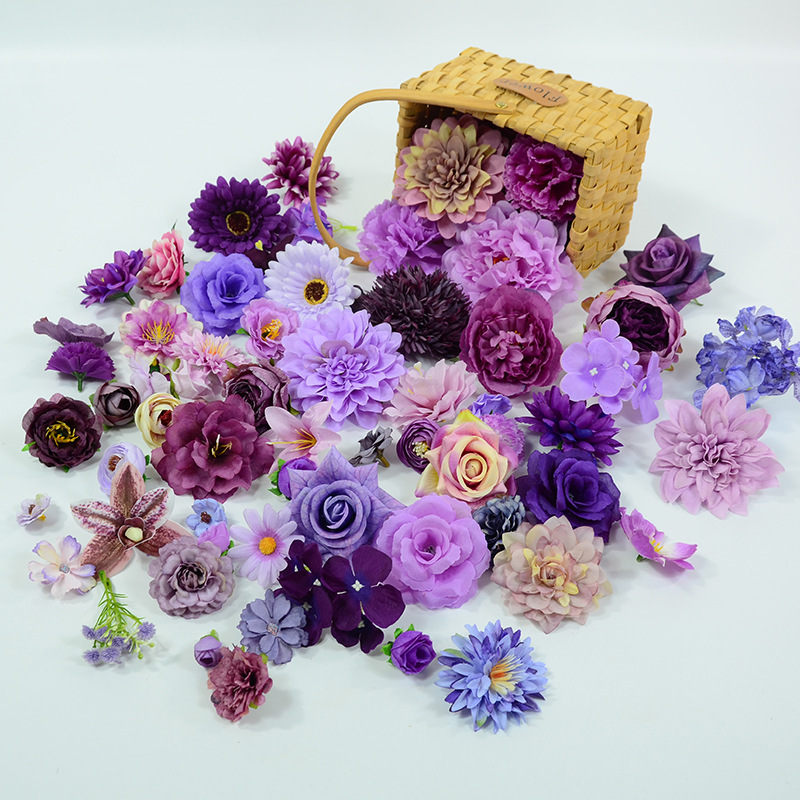 Purple simulation flower dream atmosphere props wedding salon flower arrangement background wall window design headdress DIY
