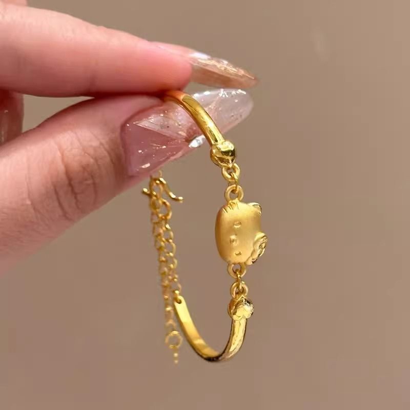 Alloy Bracelet, Golden Kitten Bracelet for Women, Exquisite Niche Design Hand Jewelry, Cute and Versatile Accessories Alloy Bracelet, Golden Kitten Bracelet for Women, Exquisite Niche Design Hand Jewelry, Cute and Versatile Accessories