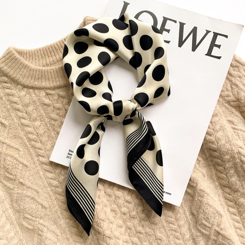 Korean style fashionable houndstooth temperament square scarf for women mulberry silk 70X70 professional scarf dual-purpose shawl scarf silk scarf