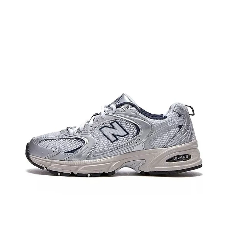 Кроссовки New balance низкие серебристо‑белые, многослойные размеры