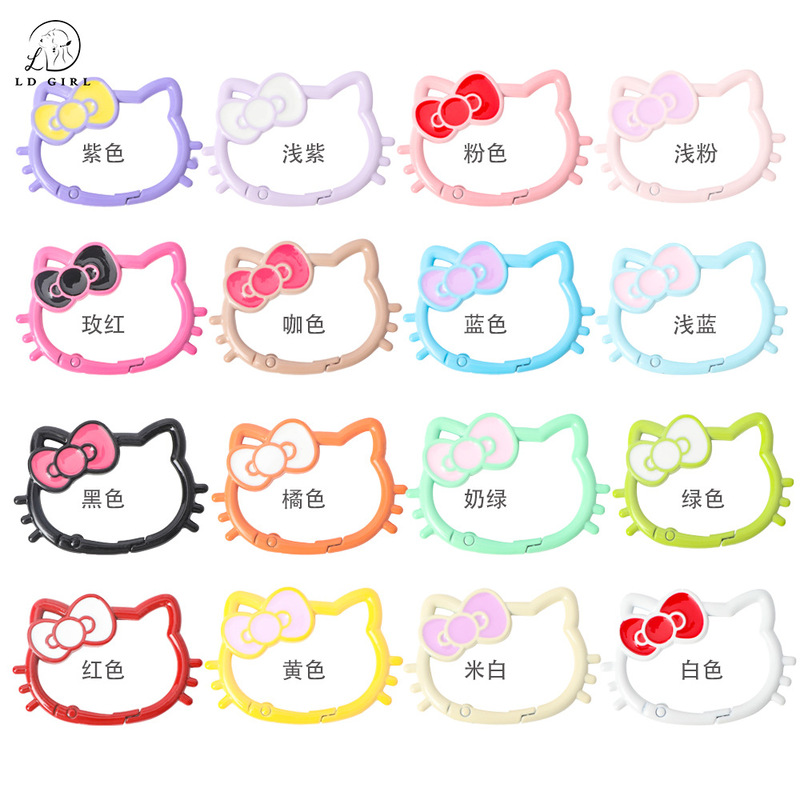 High Quality New Paint Colorful Kt Cat Spring Buckle Alloy Keychain DIY Accessories Mobile Phone Chain Bag Hanging Jewelry