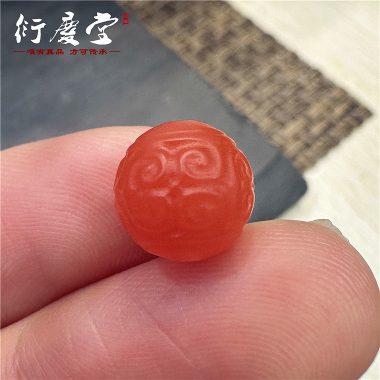 天然南红玛瑙回纹珠满肉柿子红单珠菩提项链配饰diy配件南红散珠