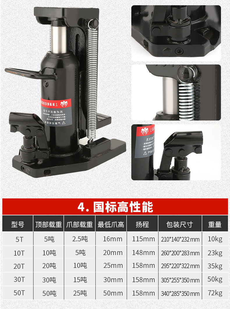 Imported claw jack riser hydraulic vertical span top 5T10T20 tons oil pressure low heavy lifting machine