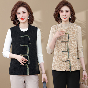 Middle-aged and elderly women's clothing for spring and autumn outer wear inner small waistcoat fashionable foreign-style warm all-match women's waistcoat Autumn New
