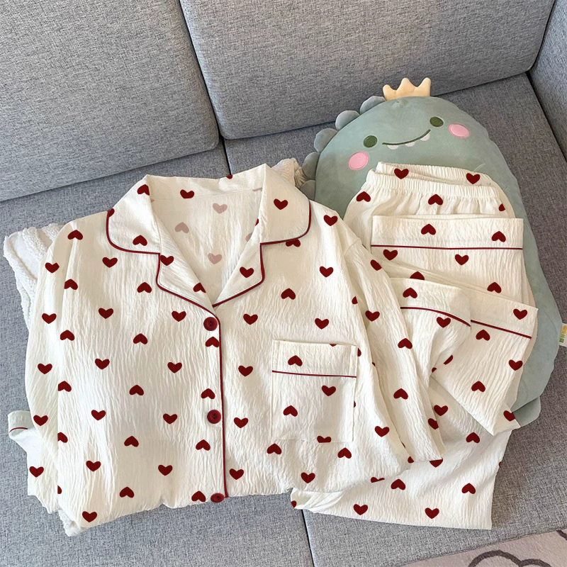 Комплект пижамы кардиган, пижама с длинным рукавом для весны, разноцветный, размеры M–2XL