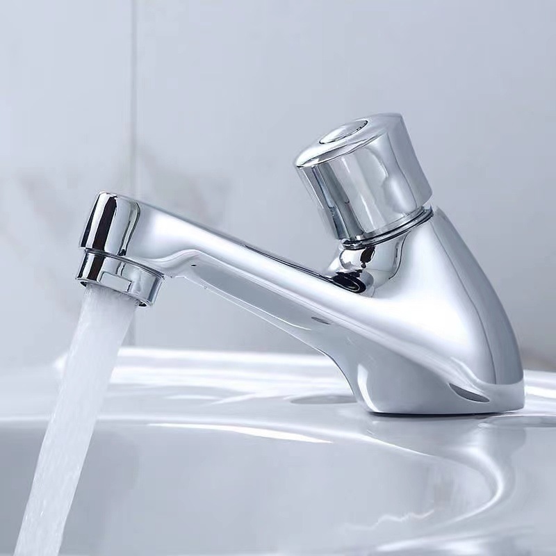 Copper washbasin press the delayed washbasin faucet, hand press the delayed faucet, public hygiene washbasin faucet full figure