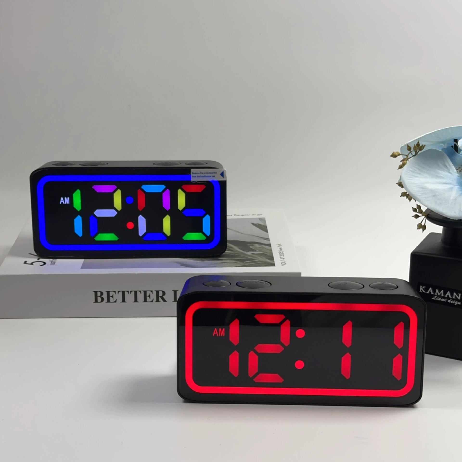 Новые RGB фантазийные креативные разноцветные ночники-будильники для студентов, настольные светящиеся часы оптом от Amazon