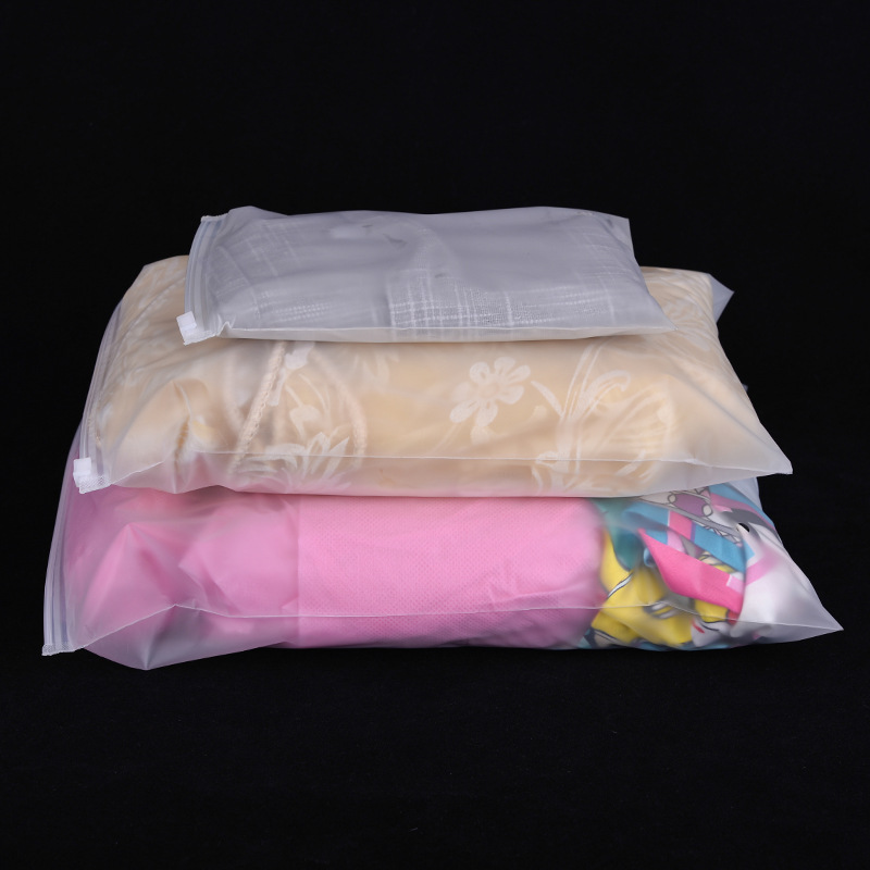 En stock embalaje de ropa esmerilada bolsa de cremallera Almacenamiento de ropa esmerilada bolsa ziplock calcetines bolsa de embalaje de ropa