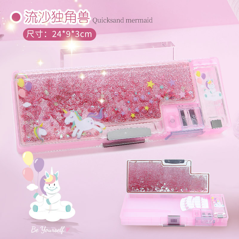 Disney Quicksand Stationery Box Cute Girls Large Capacity Pencil Case Elementary School Girls Exquisite Pencil Bag Disney Quicksand Stationery Box Cute Girls Large Capacity Pencil Case Elementary School Girls Exquisite Pencil Bag