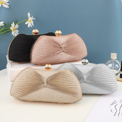 Fashion Evening Party Handbag Matching Handbag, Noble Pleated Bow Design Fashion Small Bag, Chain Small Square Bag