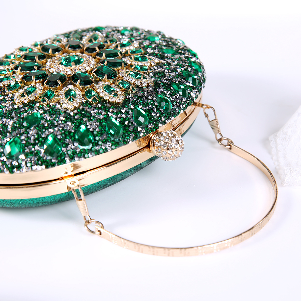 337g Weight Polyester Lining Material Lock clasp Closure Type Top Handle Strap Type Evening Bag Bags Type Party Occasion Pu Leather Material Printing Pattern All Seasons Season Women's Gender Diamond Design Elegant Style Oval Shape Small Size Pu Leather Printing Oval Evening Bags 12