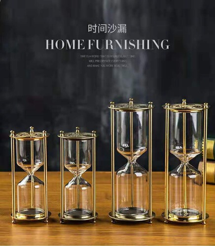 Metal self-loading sand hourglass Home decoration glass ornaments hourglass timer commemorative crafts gift