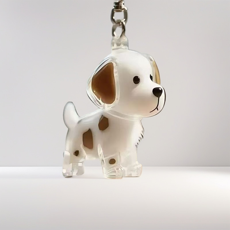 Colgante de pelo de mascota lindo cabello de cachorro caja de almacenamiento transparente para gatos y perros forma colgante creativo llavero