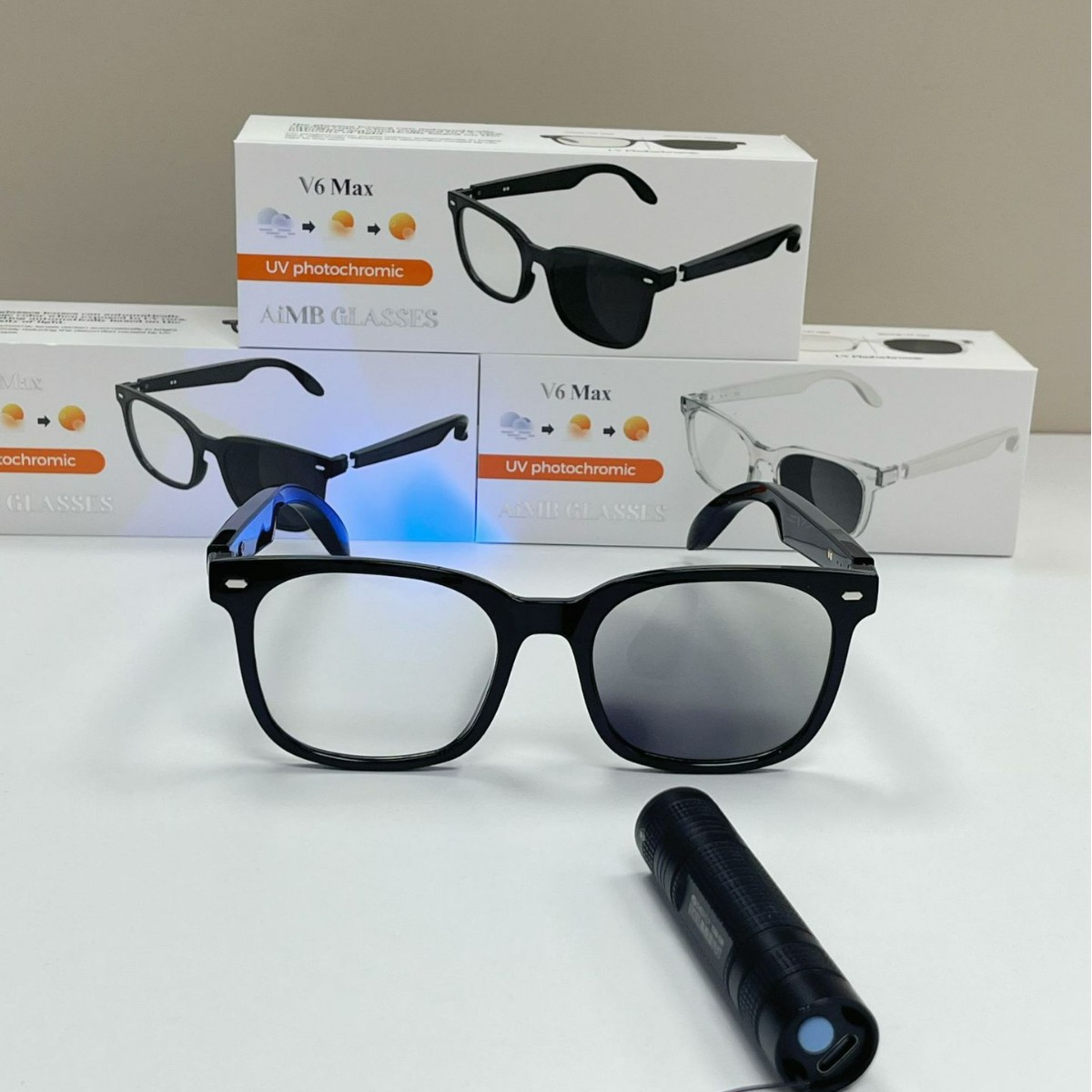 V6 Max gafas Bluetooth inteligentes tendencia de moda Bluetooth llamadas escucha música pareja gafas de sol control remoto teléfono celular fotos