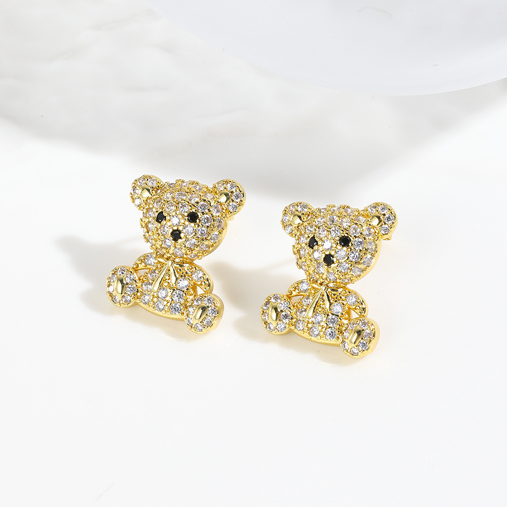 8g Weight Copper Ear Needle Material Ear Studs Classification 1 Pair Quantity Casual, Daily Occasion Copper Material Bear, Heart Shape, Wings Pattern All Seasons Season Women's Gender Plating Design Modern Style, Classic Style Style 1 Pair Modern Style Classic Style Bear Heart Shape Wings Plating Copper Ear Studs 11
