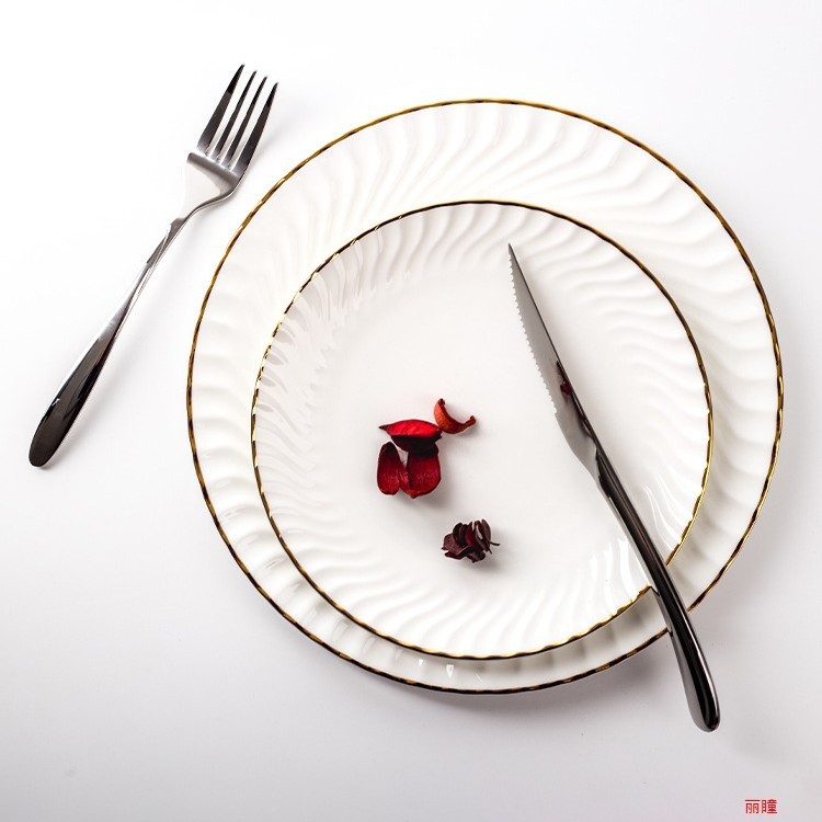 Porcelana de hueso de estilo europeo de Phnom Penh, filete nórdico, platos de comida occidentales, platos caseros, platos planos, platos combinados