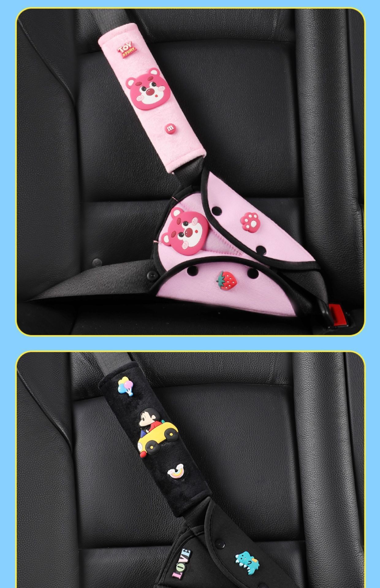 Factory direct sales of children's seatbelt protectors, customizable breathable anti-strangling car seatbelt shoulder pad stabilizers