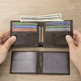 真皮复古男士钱包多卡位可装驾驶证行驶证男士钱包跨境批发