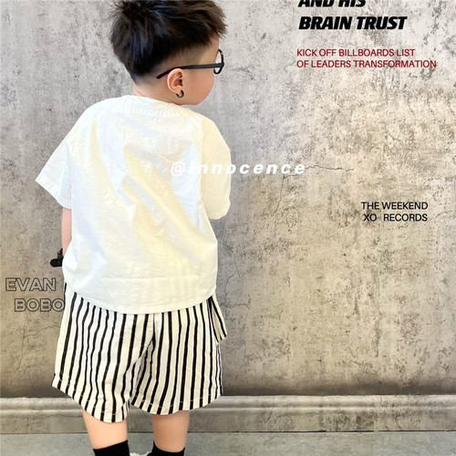 Children's short-sleeved shirts 2024 boys summer thin Korean style style lapel loose casual tops trendy shirts