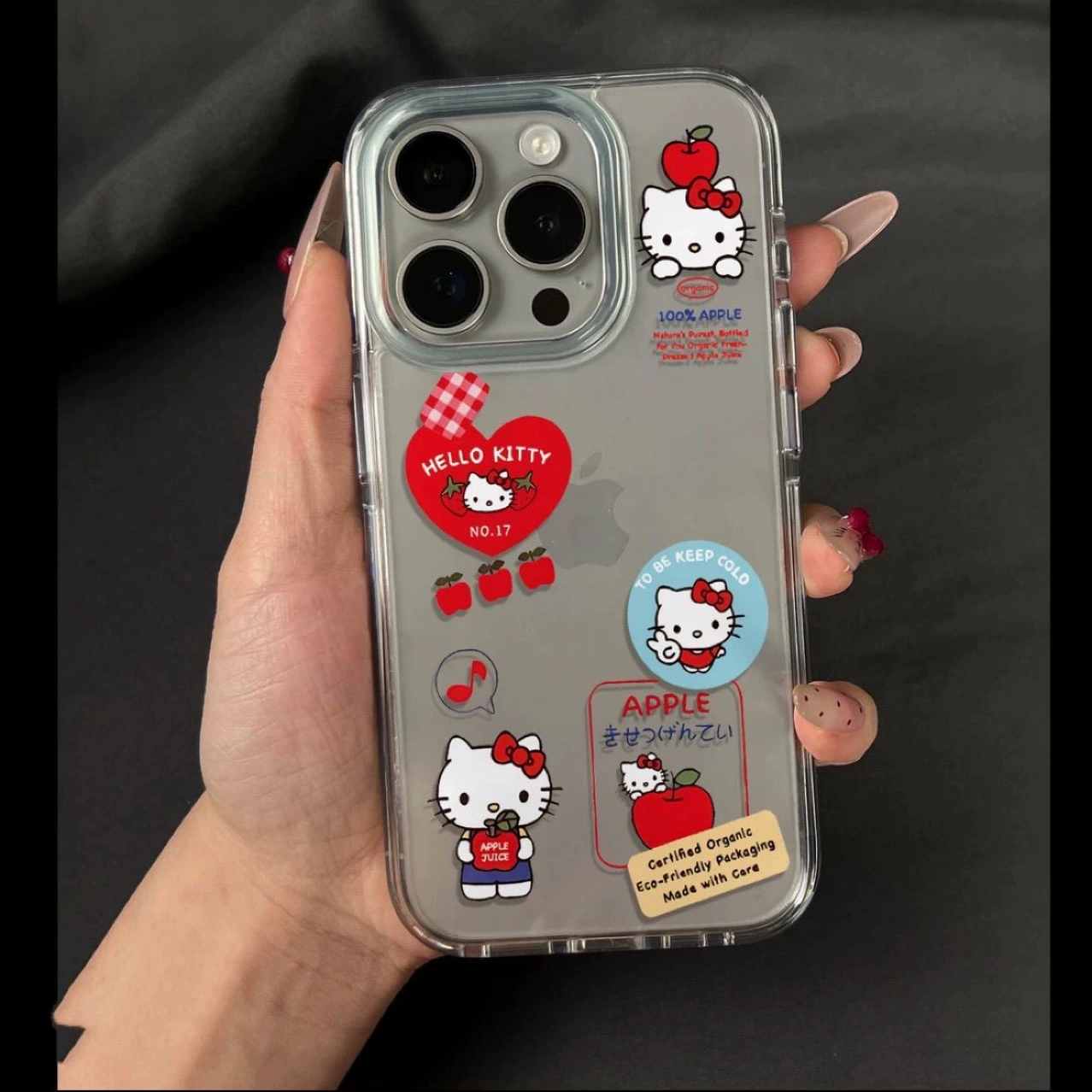 Чехол для телефона (Apple) iPhone 12–16 серии, прозрачный с Hello Kitty, защитный ТПУ