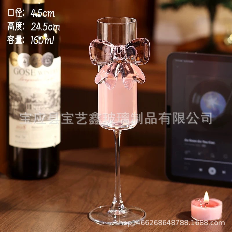 Taza de vidrio de princesa de lazo rosa creativa de estilo ins Taza de leche Taza de desayuno Taza de yogur Taza de jugo