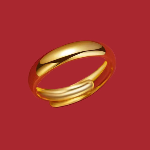 Fashionable gold-plated surface ring, high-end couple's rings, open adjustable band, decorative jewelry.
