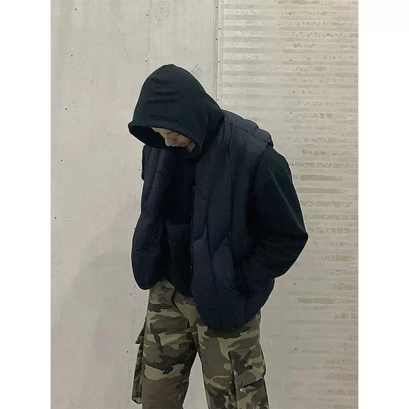 Мужской теплый свободный жилет ANYWEAR с линейным разрезом, осенне-зимний, в стиле деконструкции, из нейлона и хлопка