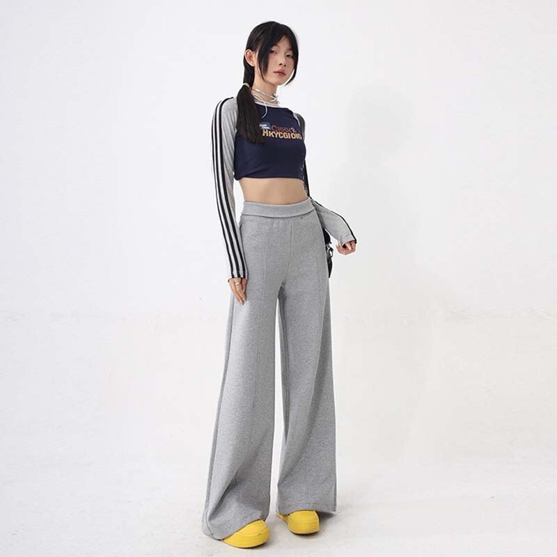 American Retro Style Hot Girl New Casual Pants for Women, Available in 2 Colors, Loose Fit, Drapey, High-Waisted, Slimming, Cuffed Design, Long Length American Retro Style Hot Girl New Casual Pants for Women, Available in 2 Colors, Loose Fit, Drapey, High-Waisted, Slimming, Cuffed Design, Long Length