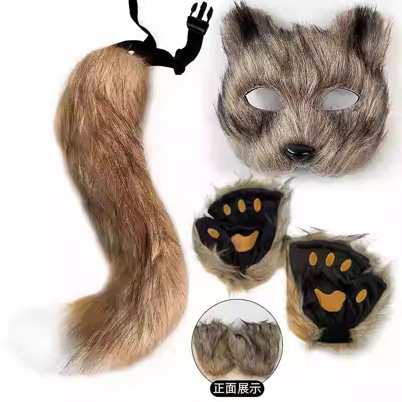 黑色猫耳朵头饰发箍女发夹兽耳发饰cos万圣节毛绒发卡头箍男狼耳|undefined