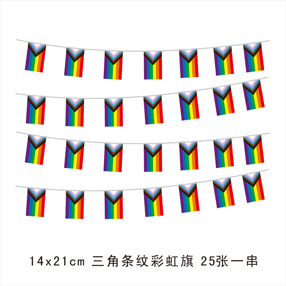 14x21cm triángulo rayas bandera del arco iris 25 piezas una cadena
