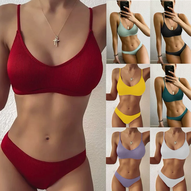 Цветные раздельные купальники в европейском стиле 2022 года - Сексуальный подтягивающий эффект для уверенных пляжных дней!
