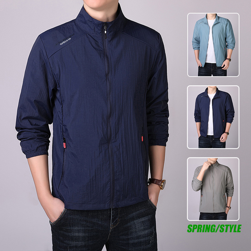 2024 moda nueva chaqueta de protección solar para hombres chaqueta delgada de verano deportivo al aire libre transpirable anti-UV chaqueta de piel puede comprimir la marca