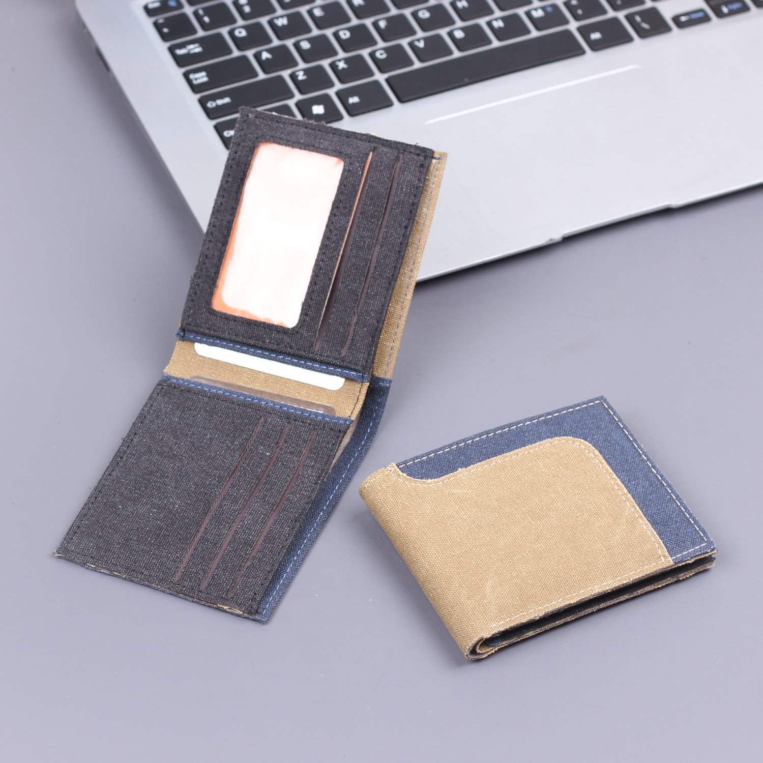 Cartera de lona corta, bolsa de tarjetas para hombres, cartera de hombres, cartera de boletos de hombre, cartera de bolsillo de jeans delgada