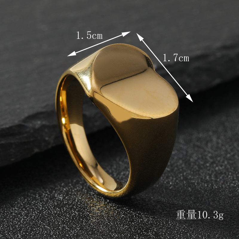 15g Weight 0.03µm-0.05µm Gold Plating Thickness PVD Coated Gold Plating Process Retro Punk Solid Color 304 Stainless Steel Plating Men's Rings Punk Rings