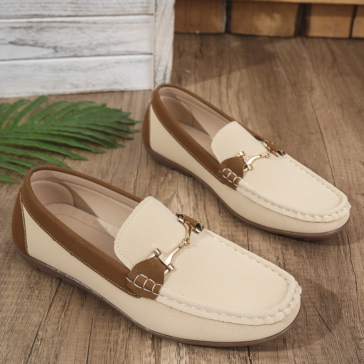 Mocasines Planos para Mujer de Cuero Artificial con Tacón Bajo y Puntera Cuadrada para Banquetes