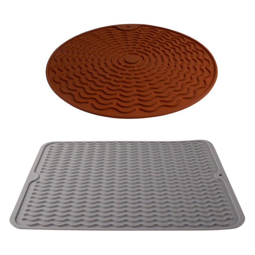 Gran estera de drenaje rectangular de silicona anti-escaldado estera de mesa de aislamiento bar de vinos redonda antideslizante filtro de agua posavasos