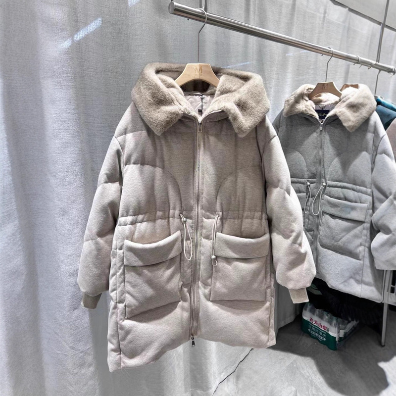 2025秋冬新款高端羊毛皮草90鹅绒羽绒服女中长款水貂毛女LP保暖外|undefined