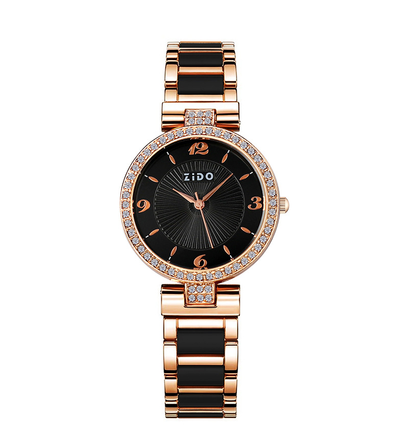 Relógio de quartzo elegante para mulher com detalhes de diamante_voghion.com