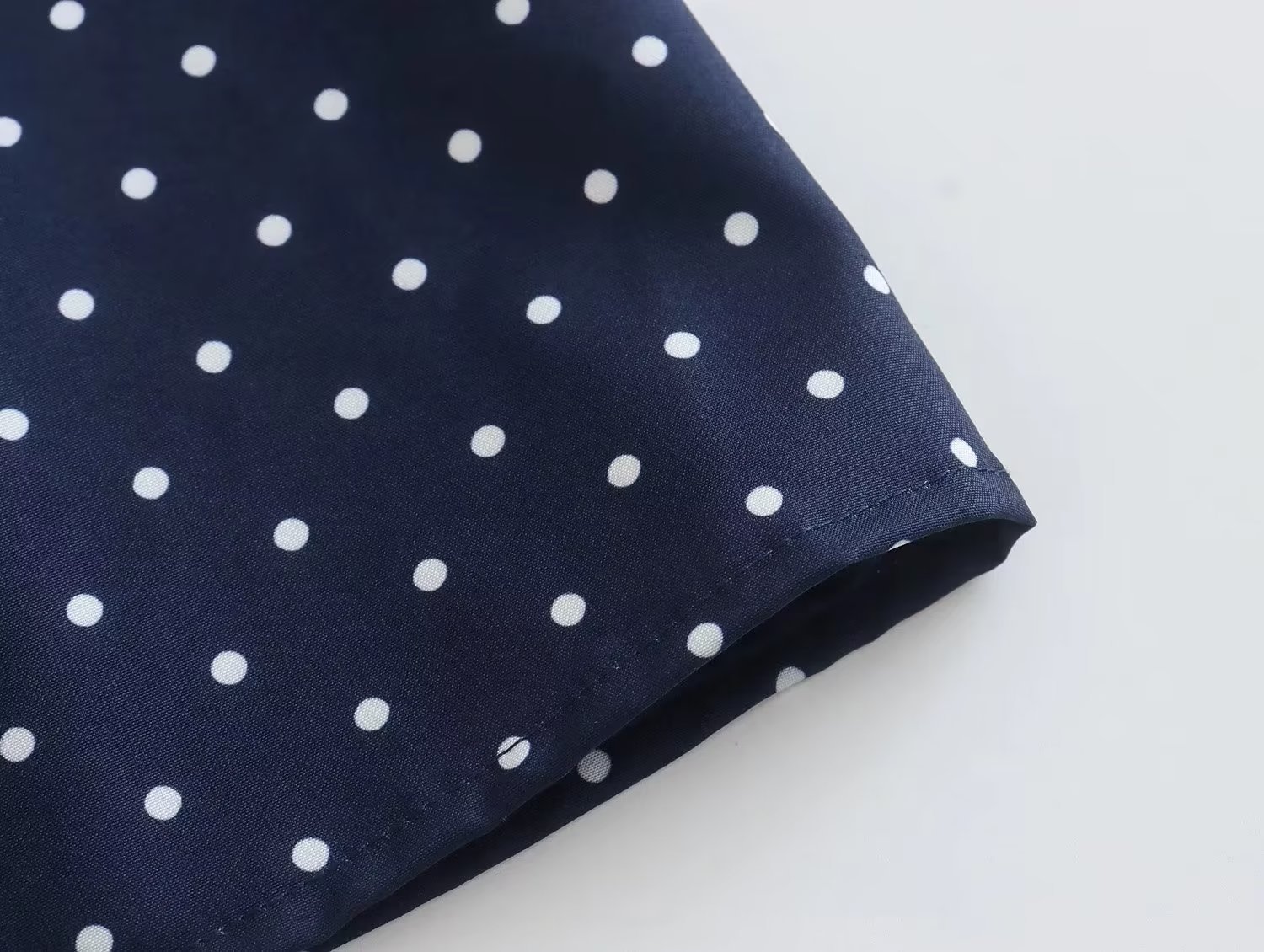 single-breasted polka print lapel long sleeve shirt dress NSAM139776