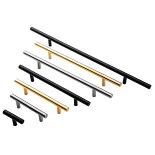 T-shaped handle kitchen drawer door handle round tube cabinet door cabinet handle furniture hardware stainless steel double foot handle