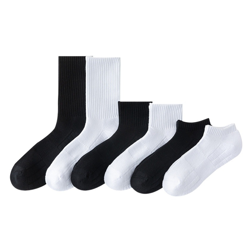 Calcetines blancos Calcetines deportivos de primavera y verano para hombres Calcetines para correr Suela de toalla gruesa Calcetines de baloncesto de algodón con absorción de impactos Calcetines Zhuji