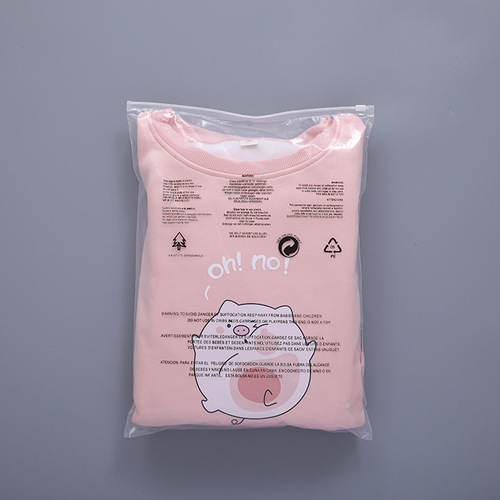 Safety warning clothing zipper bag clothing packaging bag frosted transparent plastic bag universal warning label thick self-sealing bag