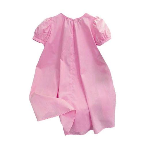 Chic Girls' Summer  Upgraded Medium-Large Kids' Korean Style Trendy Sweet Short-Sleeve Dress