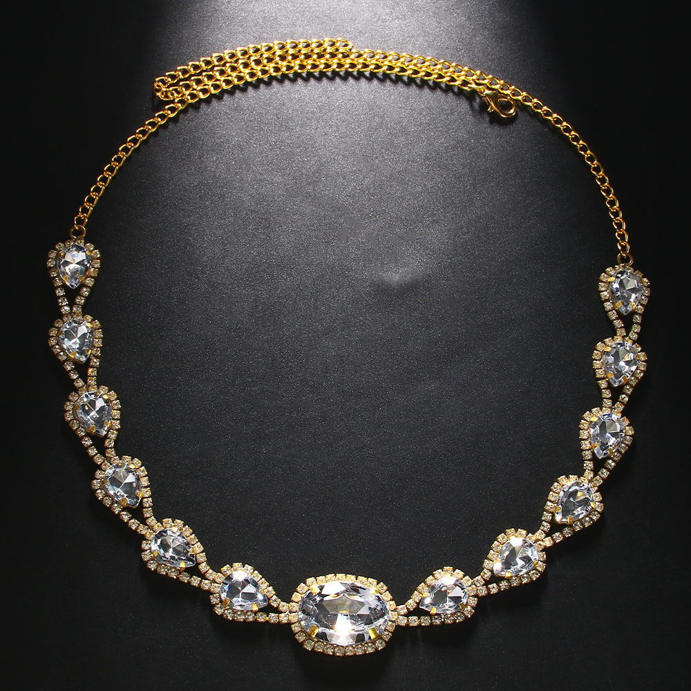 Moda europea y americana gota de agua cadena accesorios para el cabello rhinestone personalizado tocado nupcial accesorios calientes headwear femenino